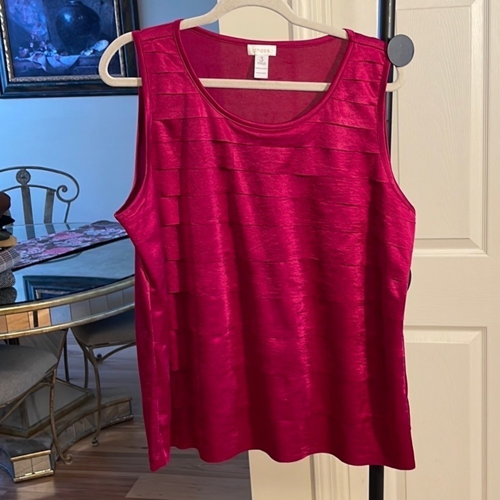 Chico’s Fuchsia Sleeveless Front Tired Top. D3/A - Picture 1 of 6